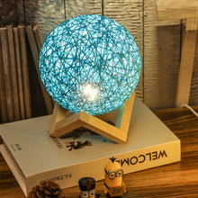 Load image into Gallery viewer, Blue Twine Rattan Lamp